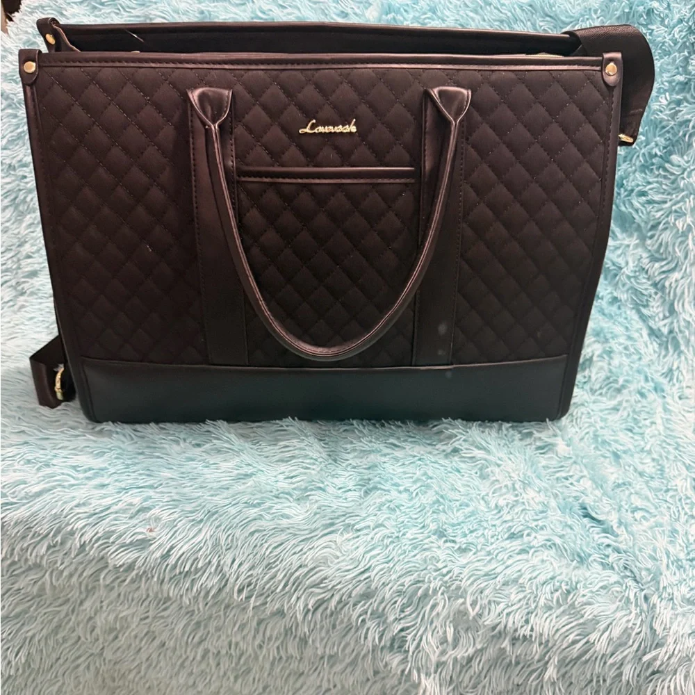 Lovevook Black Quilted Laptop Tote for Women
